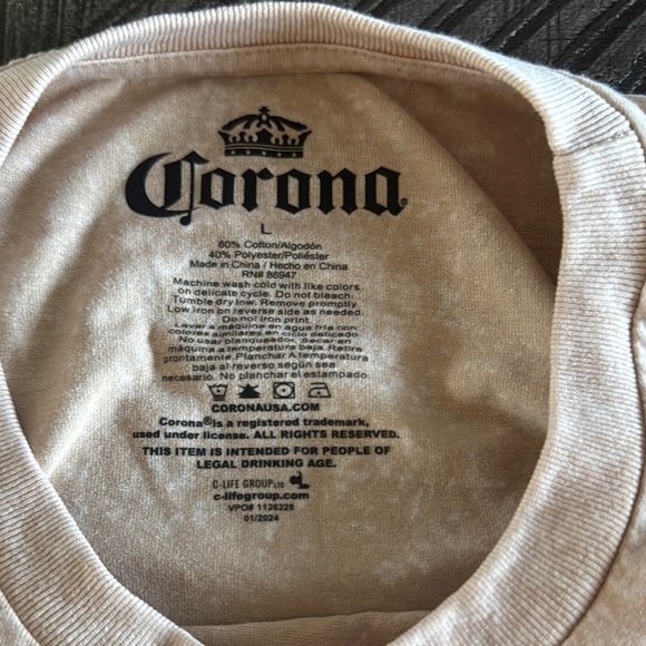 Corona Cream T-Shirt with Blue and Yellow Logo - Picture 4 of 4